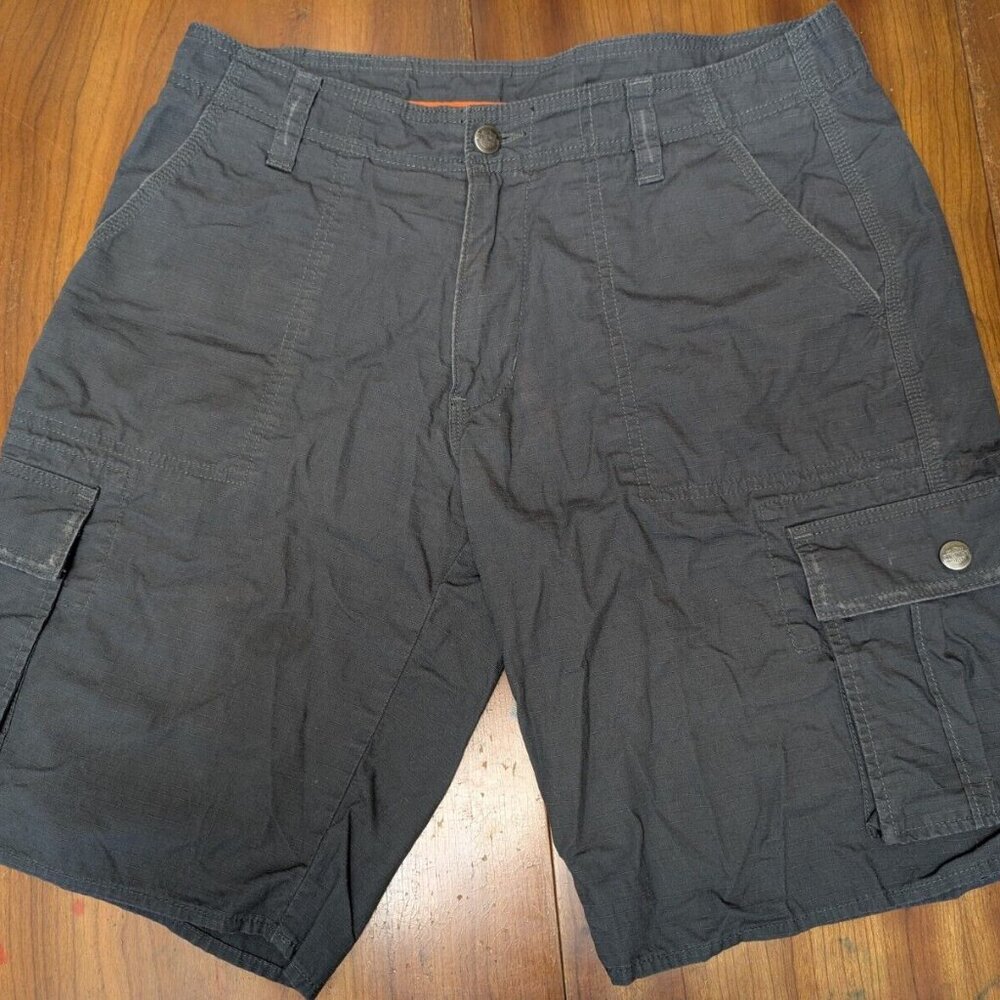 Harley Davidson Men's Gray Cargo Shorts Size 32 x 10" Inseam Ripstop Distressed